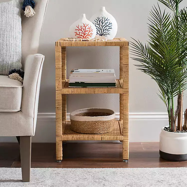 Rattan Accent Table with Shelf | Kirkland's Home