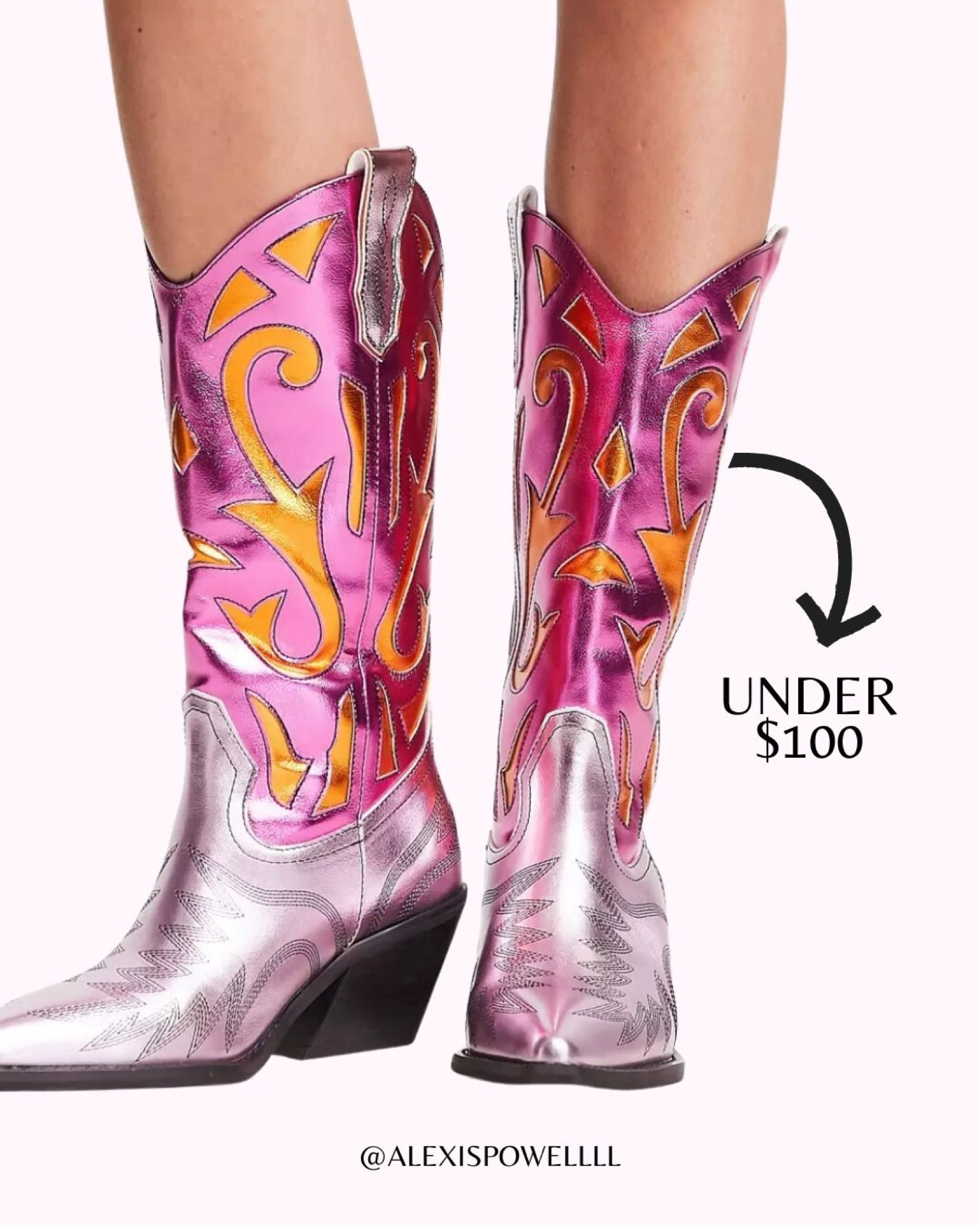 western boots
cowgirl boots
country music outfit
pink cowboy boots
under $100
ccmf outfit

#LTKFind #LTKshoecrush #LTKunder100