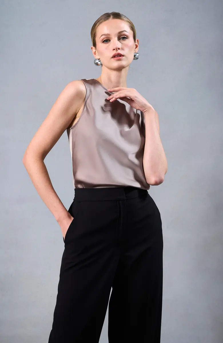 Halogen® Single Pleat Sleeveless Satin Shell | Nordstrom | Nordstrom