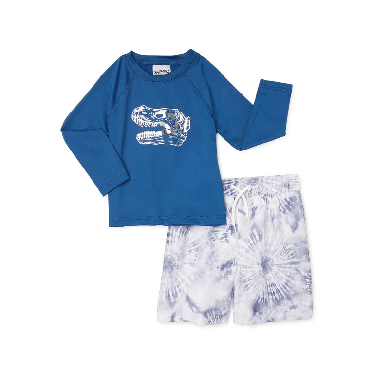 SWIMFIX Boys Long Sleeve Rash Guard and Swim Trunks 2-Piece Swim Set, Sizes 4-18 | Walmart (US)