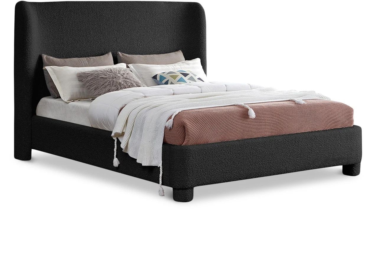 Penny Boucle Fabric King Bed In Black | 1stopbedrooms