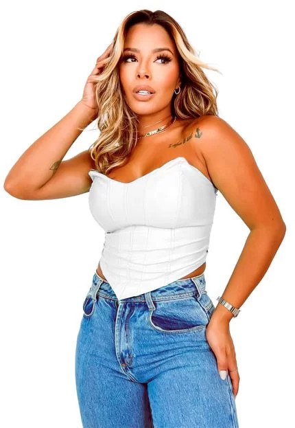 Cropped YWC ind Corset Tomara Que Caia Corselet Com Bico Ponta Em V Branco | Dafiti (BR)