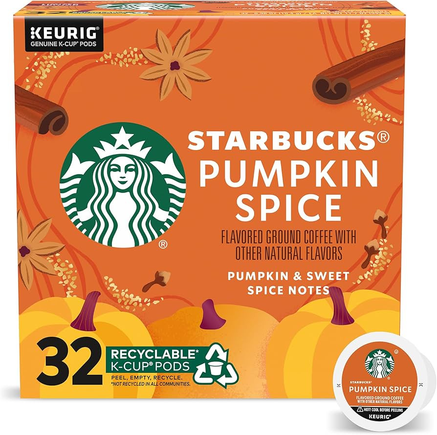 Starbucks K-Cup Coffee Pods, Pumpkin Spice Naturally Flavored Coffee for Keurig Brewers, 100% Ara... | Amazon (US)