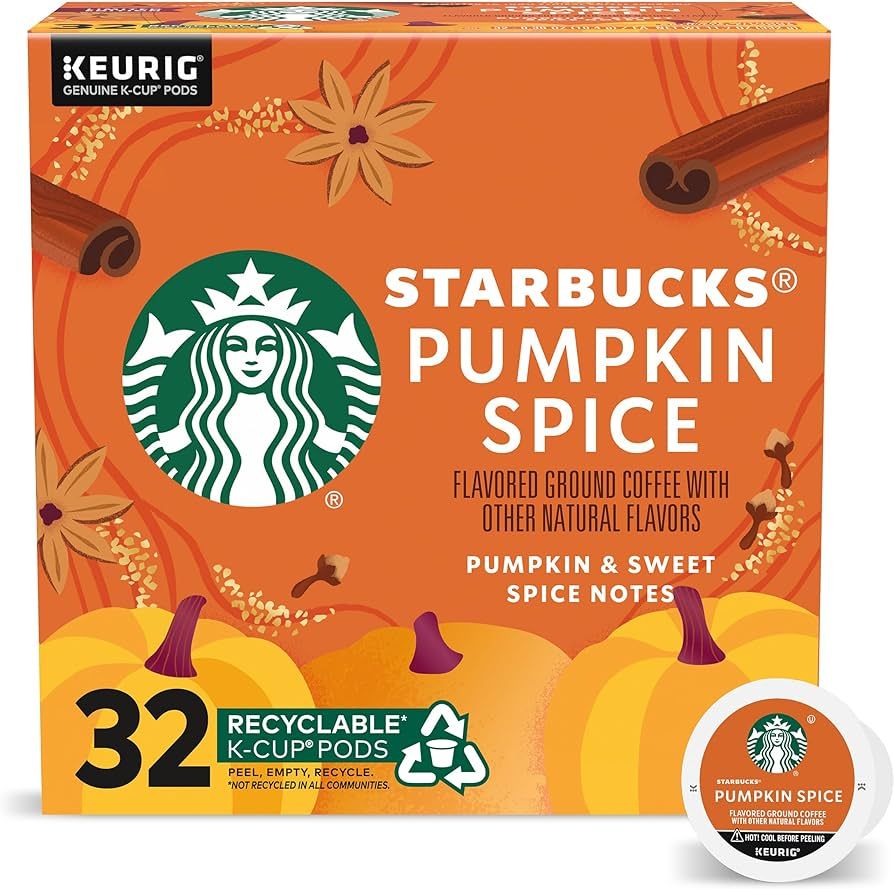 Starbucks K-Cup Coffee Pods, Pumpkin Spice Naturally Flavored Coffee for Keurig Brewers, 100% Ara... | Amazon (US)