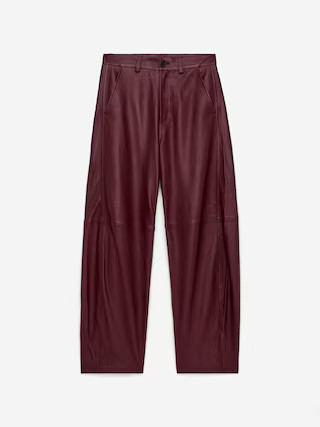Barrel Leather Trousers – Dark Red – Women – ARKET GB | Arket UK