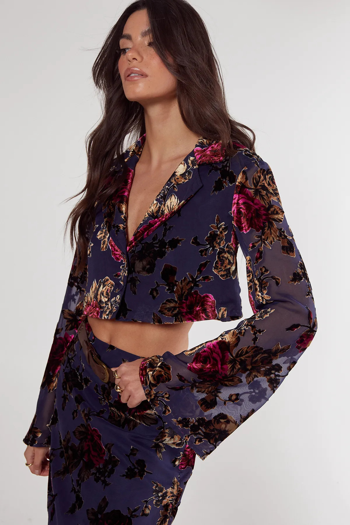 Floral Devore Cropped Shirt | Nasty Gal US