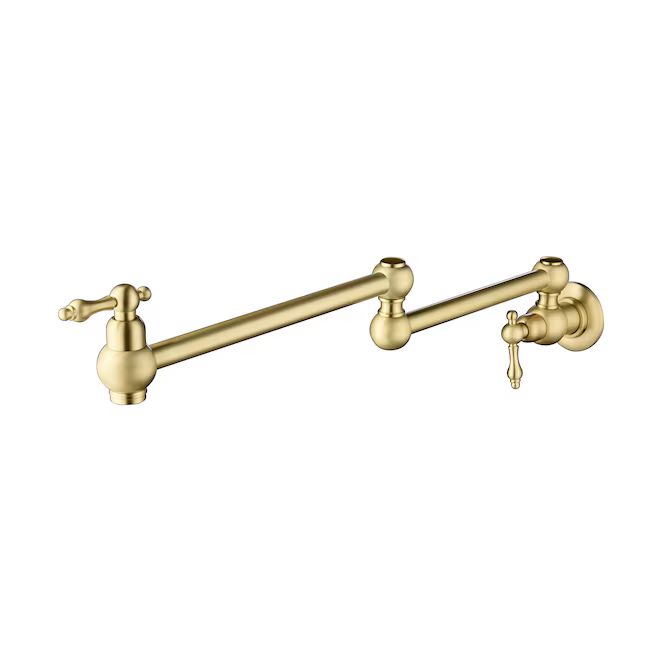 WELLFOR Brushed Gold Double Handle Wall-mount Pot Filler Kitchen Faucet | Lowe's