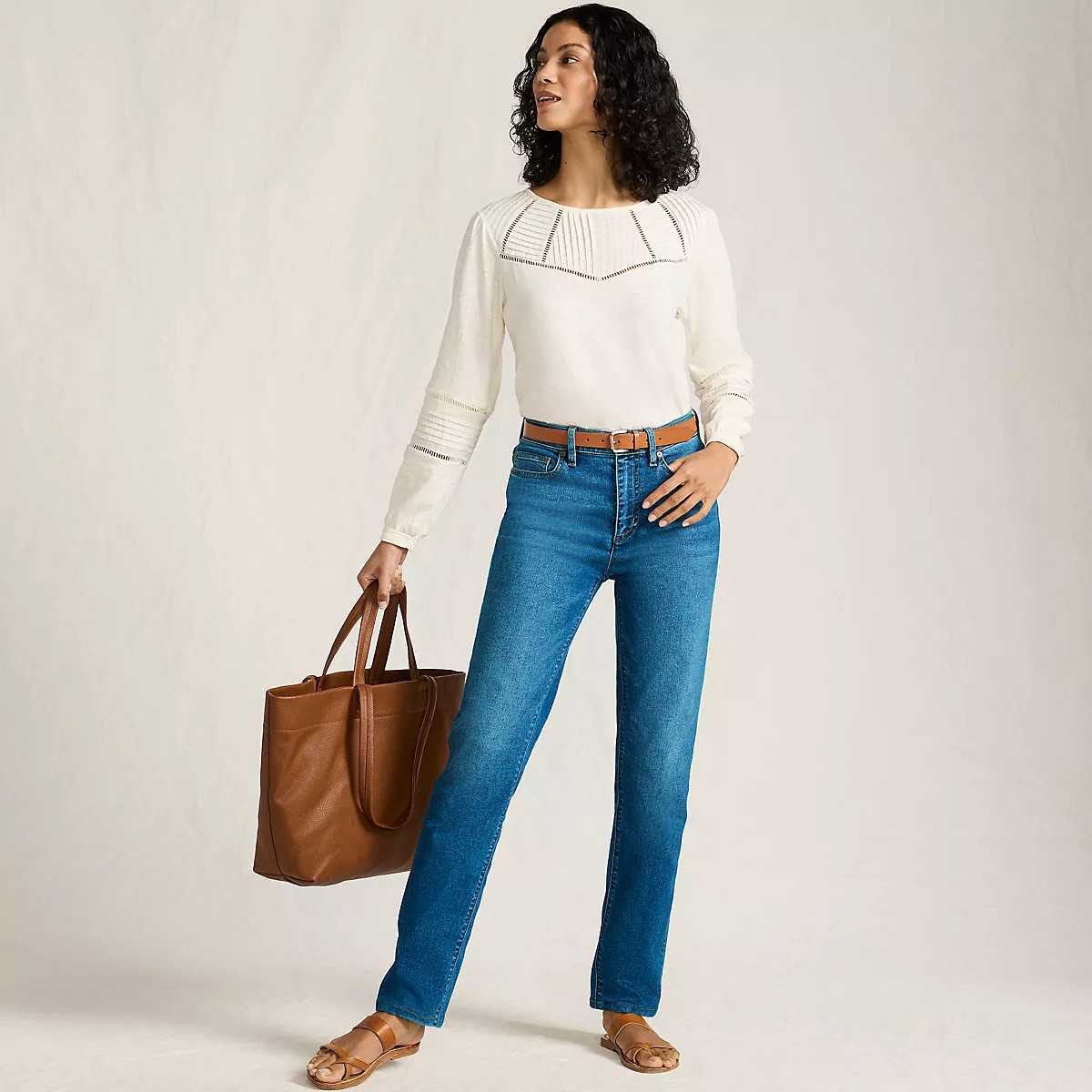 Women's Recover High Rise Straight Leg Blue Jeans | Lands' End (US)