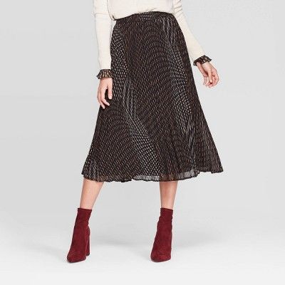 Women's Fleck High-Rise Pleated Midi Skirt - A New Day™ Black | Target