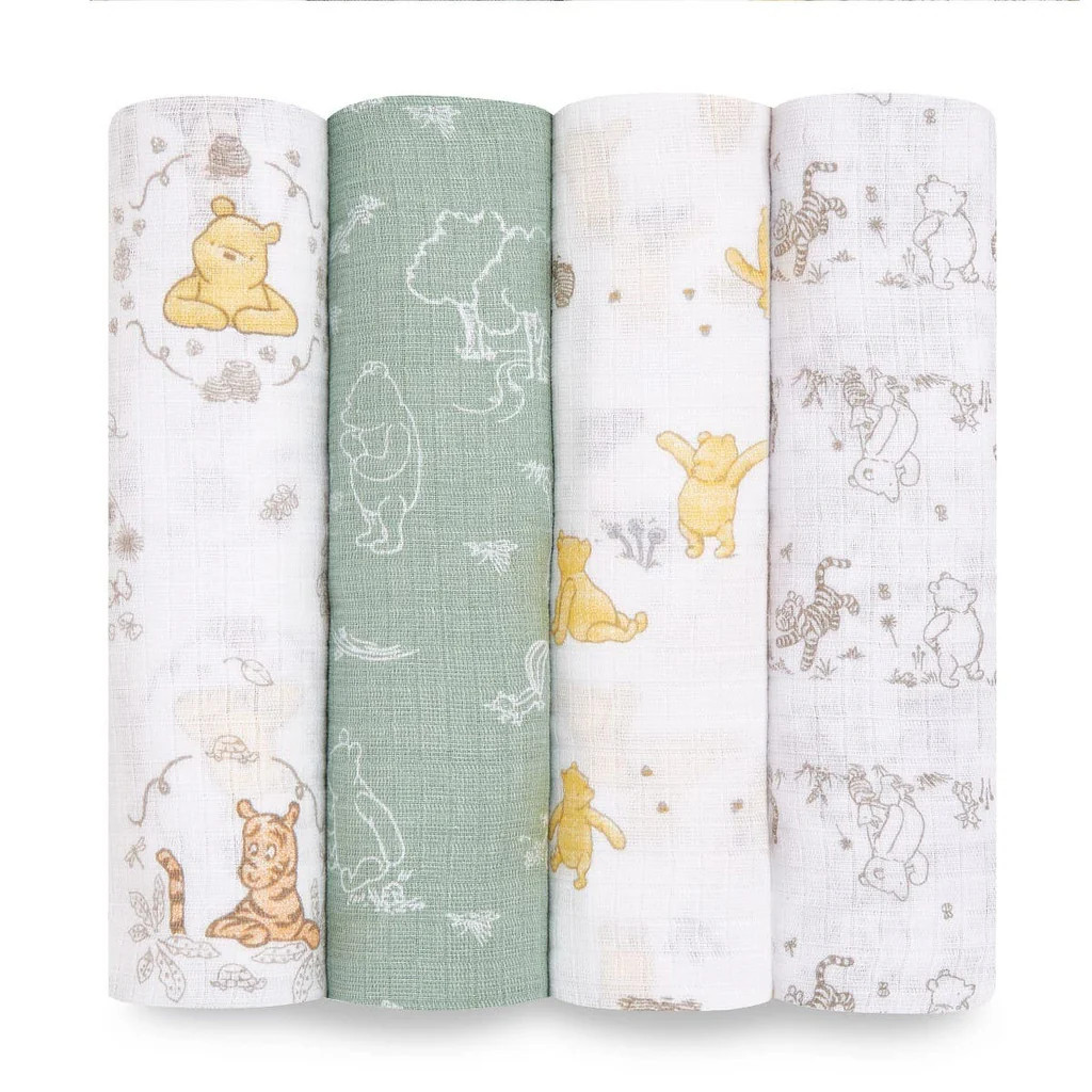 Disney™ essentials cotton muslin swaddles 4 pack | Halo Sleep