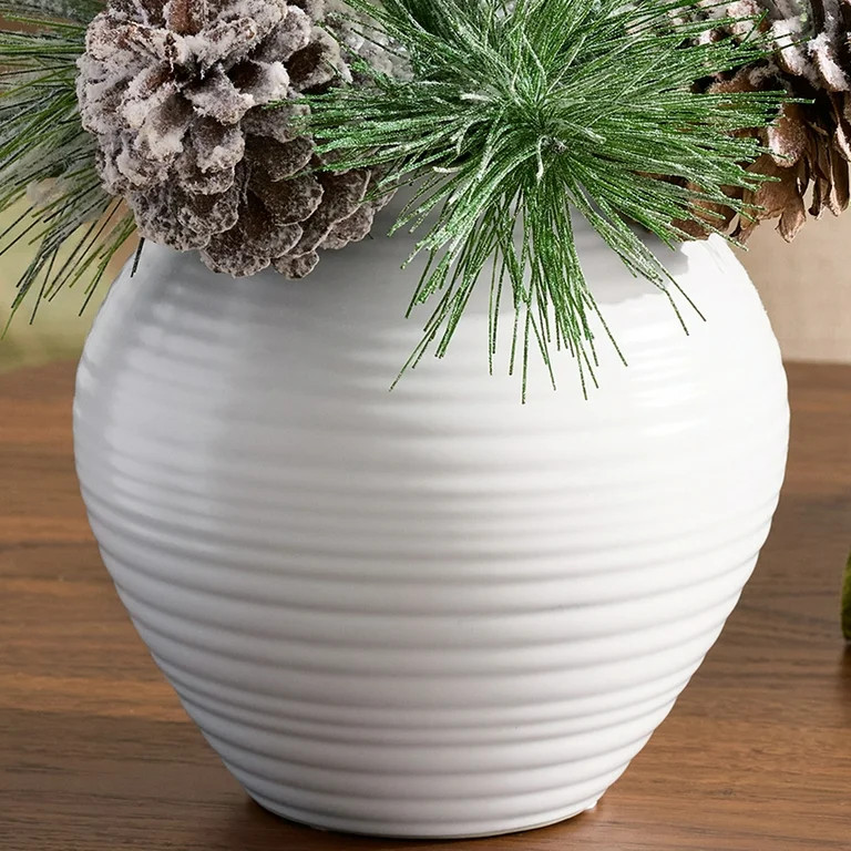 Better Homes & Gardens 13'' Indoor Decorative Artificial Frosted Pine in Ceramic Vase, Green Colo... | Walmart (US)
