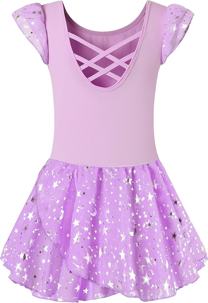 DANSHOW Ballet Leotards for Girls Dance Skirted Leotard Kids Ballet Tutu Dress Toddler Shiny Ruff... | Amazon (US)