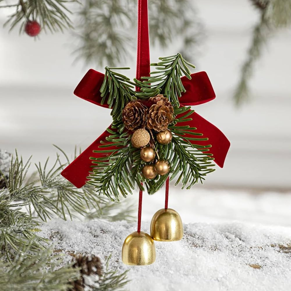 Christmas Jingle Bells Velvet Bows, Christmas Trees, Pine Cones, Scene Decorations, Decorations, ... | Amazon (US)