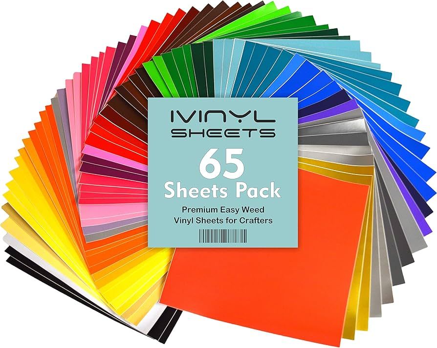 iVinyl - 65 Sheets 12" x 12" Permanent Self Adhesive Backed Vinyl Sheets - 65 Glossy & Matt Assor... | Amazon (US)