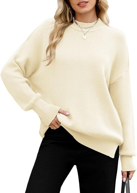 ZAFUL Womens 2025 Trendy Sweater Checkered Oversized Pullover Sweaters Side Slit Cozy Fall Winter... | Amazon (US)