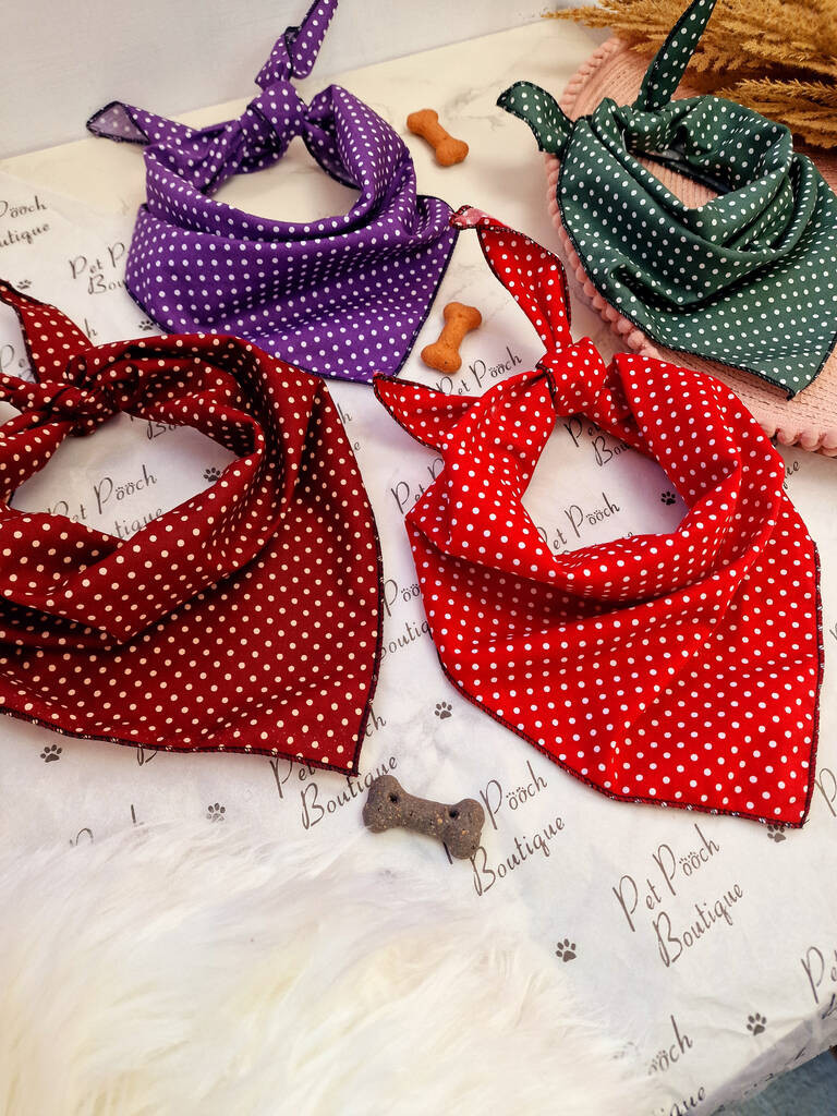 Classic Polka Dot Dog Bandana In Red, Green Or Purple | Not On The High Street
