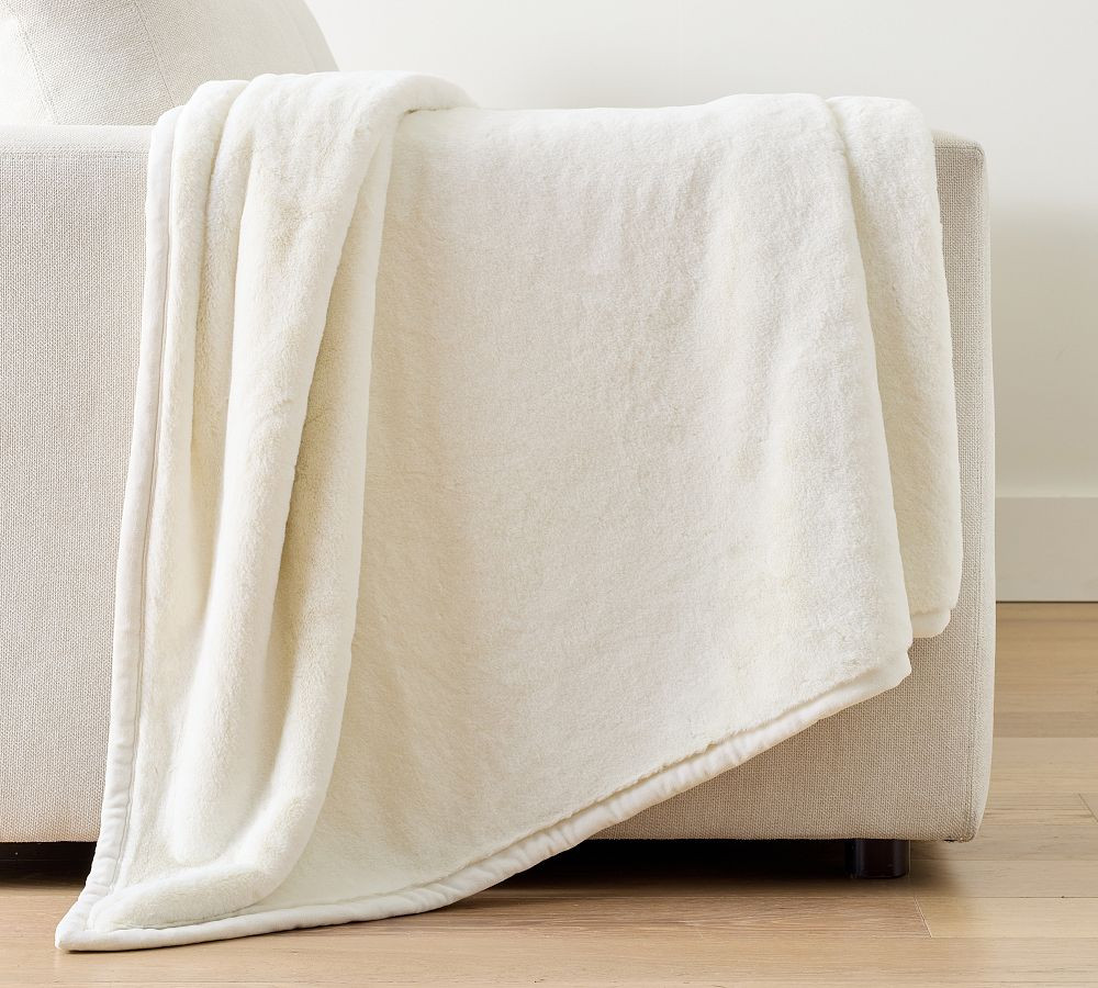 Double Faced Rabbit Faux Fur Throw, Ivory, 60" x 80 | Pottery Barn (US)