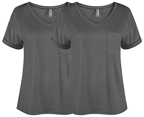 Grey Pack of Women Tshirts Grey Plus Size Tshirt 2 Pack Grey Women's Tshirt Pack Grey Tshirt Pack for Women (Size Medium, 2 Pk Grey/Grey) | Amazon (US)