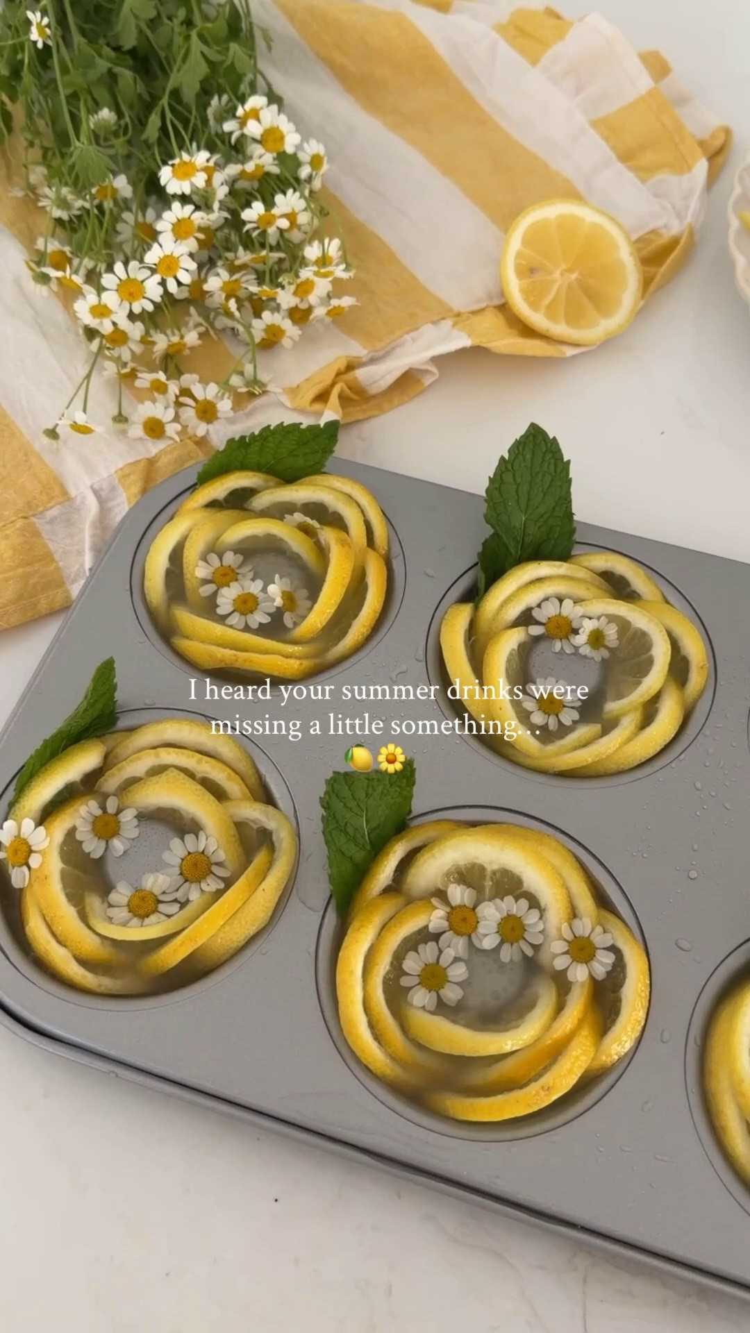 These little lemon florets might be my favorite hosting hack of the summer 🍋✨ Chamomile flowers, fresh mint, donut molds, and the easiest way to make a simple drink feel straight off the Amalfi Coast. Add your favorite vodka or keep it a mocktail with lemonade or grapefruit bubbly ☀️

#LTKHome #LTKdayinmylife #LTKmomlife