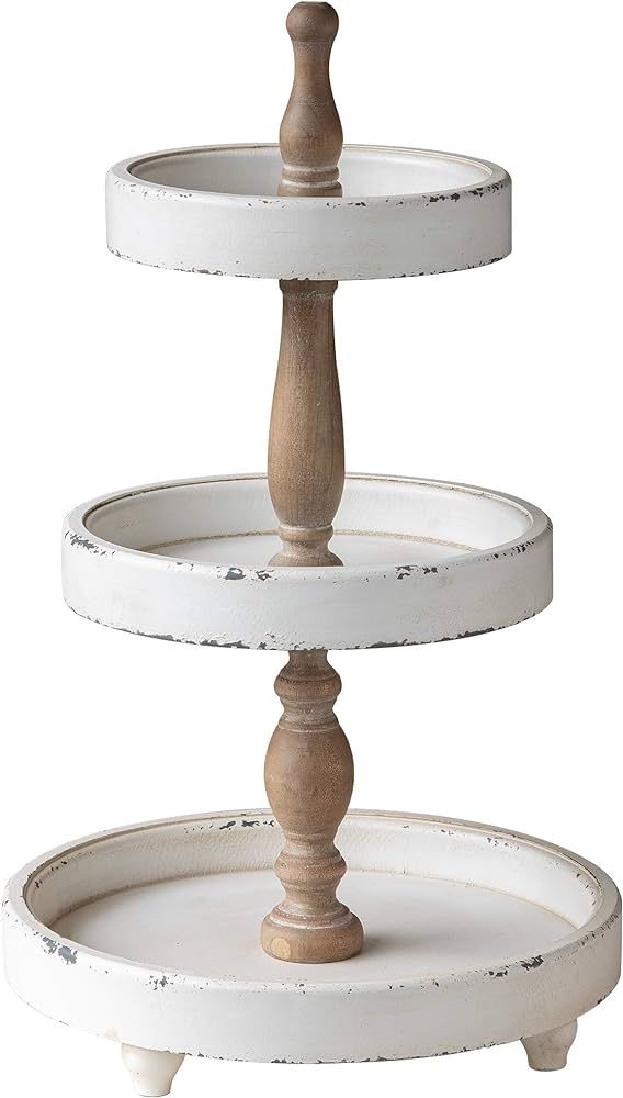 SOFE Distressed White 3 Tiered Tray Stand, Rustic Wood Three Tiered Tray for Spring Easter Decor,... | Amazon (US)