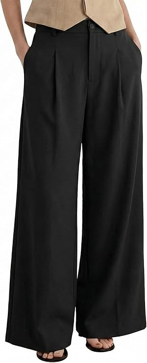 Arach&Cloz Womens Linen Blend Wide Leg Palazzo Pants All-Season Business Casual Outfits Dress Tro... | Amazon (US)