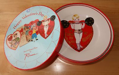 Happy Valentine's Day Boxed Set of 4 Dessert Plates by Rosanna 8" Retro Look | eBay US