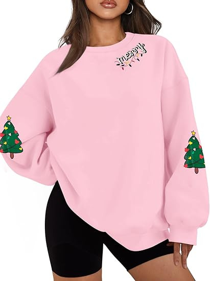 UNIQUEONE Christmas Sweatshirt Women Christmas Xmas Sweater Merry and Bright Long Sleeve Shirts H... | Amazon (US)
