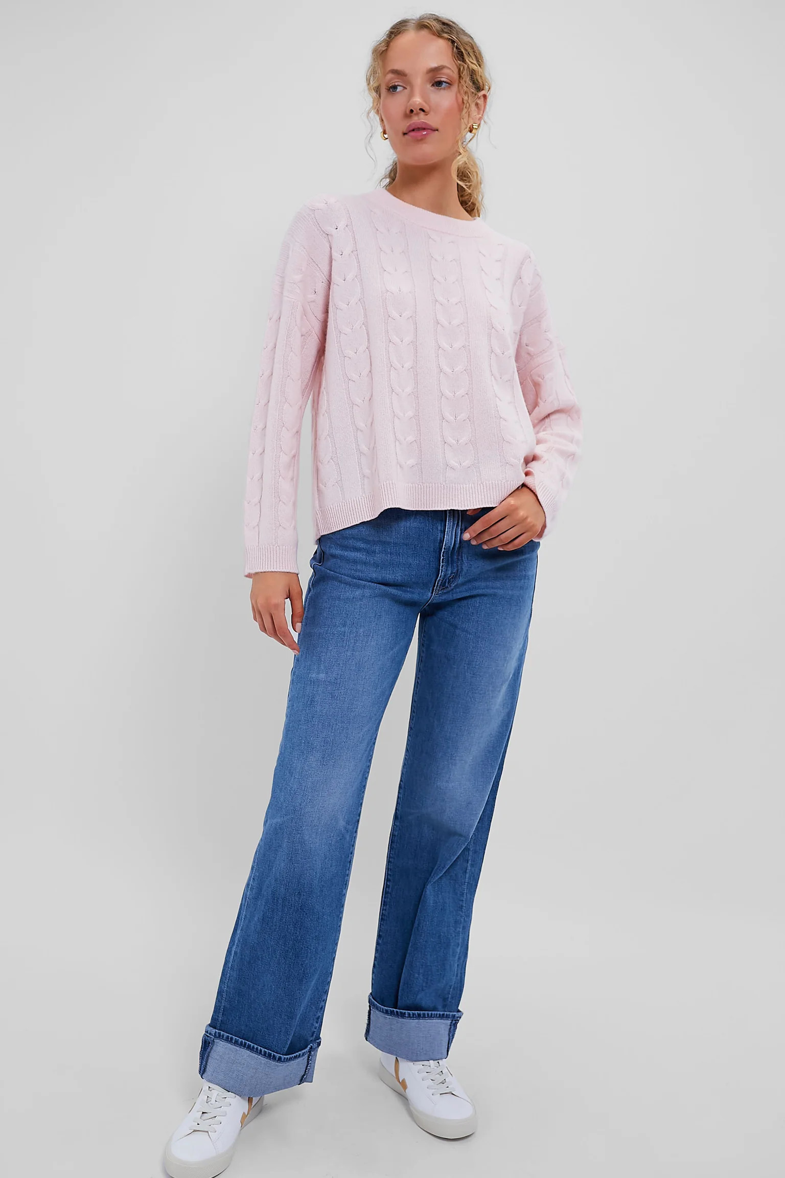 Ballet Slipper Eloise Cable Knit Boyfriend Crewneck | Tuckernuck (US)