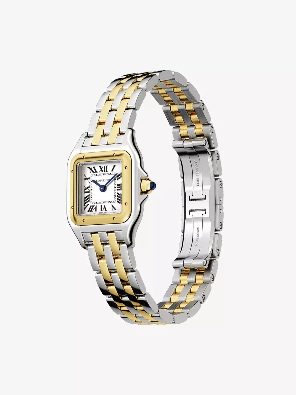 CRW2PN0018 Panth\u00e8re de Cartier Small 18ct Yellow-Gold And Steel Quartz Watch | Selfridges