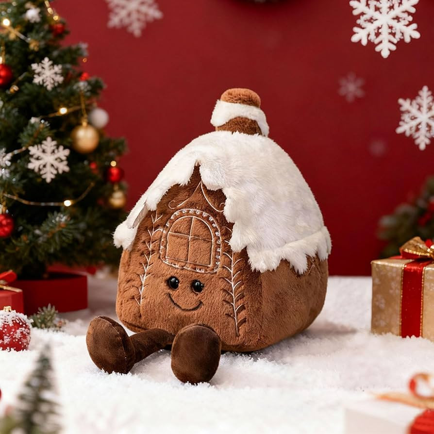 GOUTO Cartoon House Throw Pillow Stuffed Gingerbread House Pillow 12.5" Snow Gingerbread Home Dec... | Amazon (US)