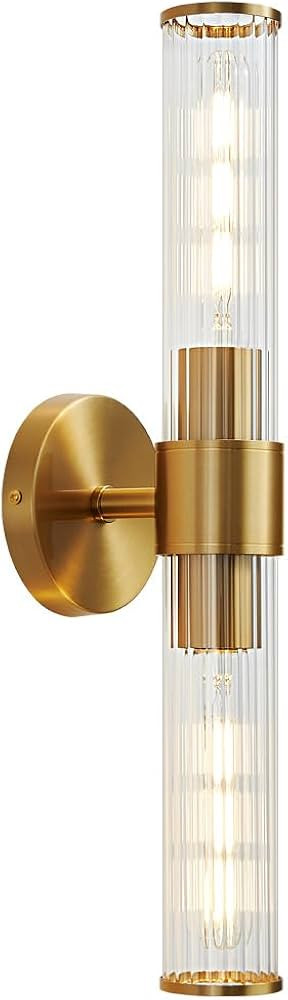 Vaziden Bathroom Light Fixtures, Gold Wall Sconce in Threaded Glass Indoor Wall Sconces, Modern B... | Amazon (US)