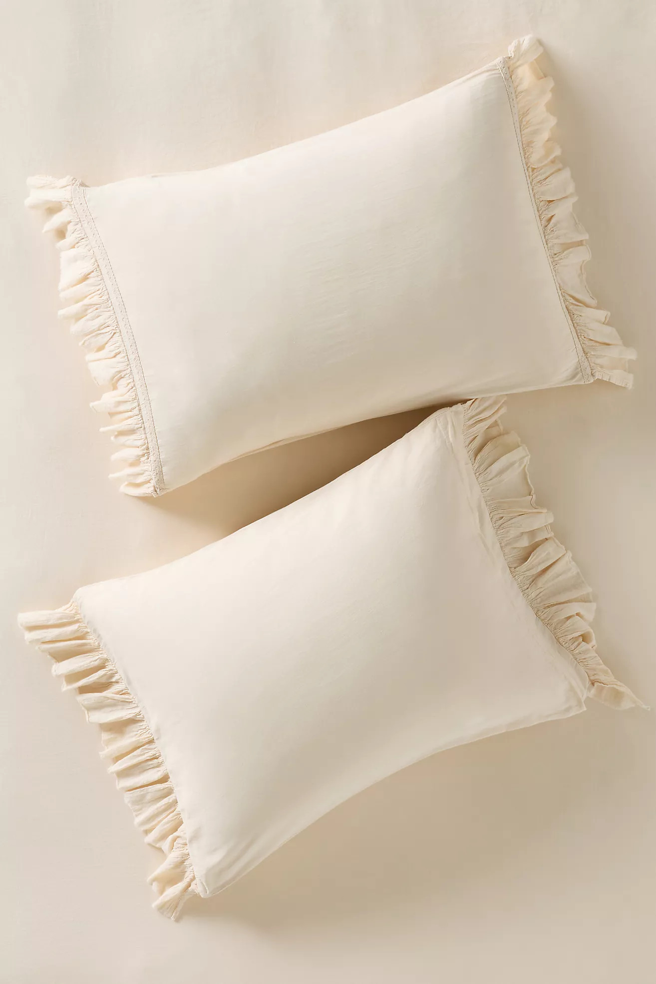 Organic Cotton Spa Sateen Ruffled Shams, Set of 2 | Anthropologie (US)