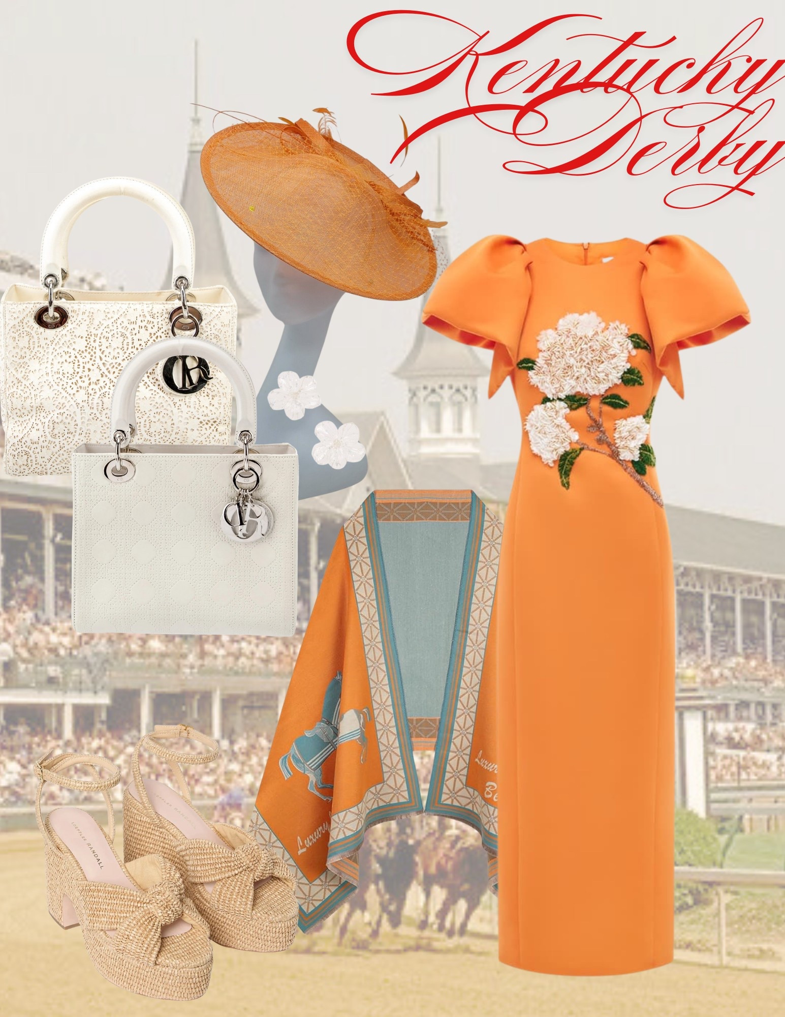 #KentuckyDerby #KentuckyOaks #ChurchillDowns #Louisville #Lexington #Kentucky #horseracing #fashionablefilly #racingOOTD #fashionattheraces #horses #andtheyreoff #offtotheraces #fascinator #derbyhat #orange 