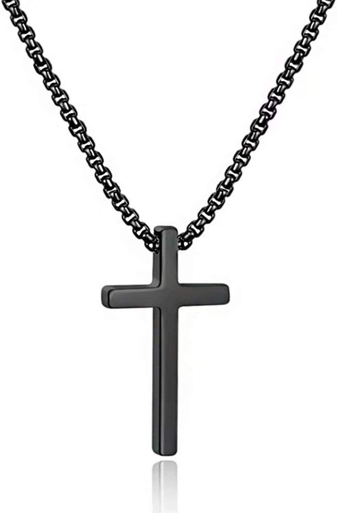 M MOOHAM Cross Necklace for Men, Silver Black Gold Stainless Steel Plain Cross Pendant Necklace f... | Amazon (US)