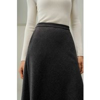 LILYSILK Silk-Wool A-Line Skirt - Female Silk-Wool Blend - Chic Skirt - Thunder 4 | LilySilk