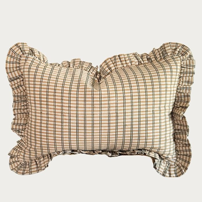 Palm & Loom 100% Cotton Linen Cushion Cover - Mitti Decorative Throw Pillow Case with Brown Check... | Amazon (US)