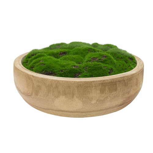 NAHARO Moss Wood Bowl, Natural Round Decorative Dough Bowl, Artificial Moss Centerpiece for Wedding Table, Home Decoration, Living Room, Office, No Maintenance | Amazon (US)