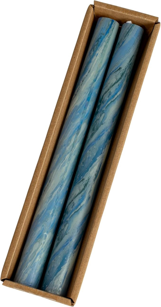 Creative Co-Op Marbled Taper Candles in Box, Blue, Set of 2 | Amazon (US)