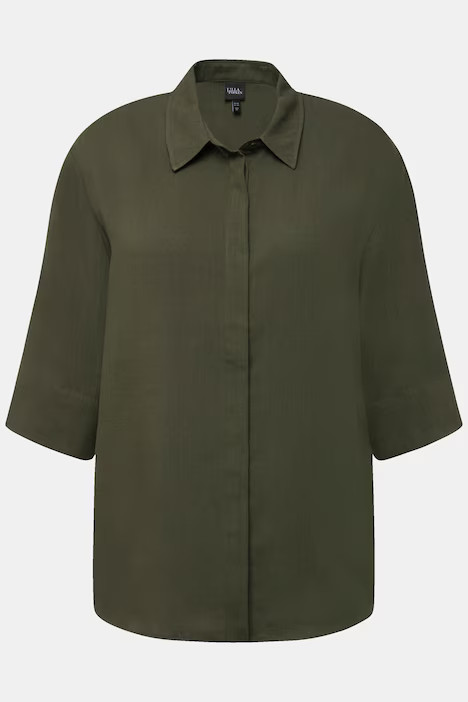 3/4 Sleeve Button Down Blouse | Ulla Popken - US & CA