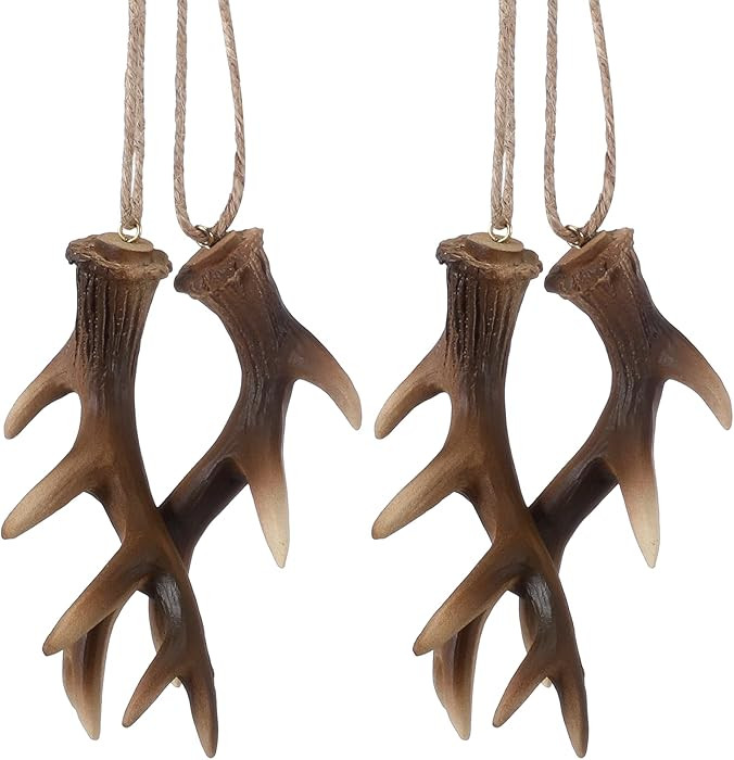 2 Pairs of Deer Antler Christmas Tree Ornaments Deer Antlers Rearview Mirror Hanging Ornament for... | Amazon (US)