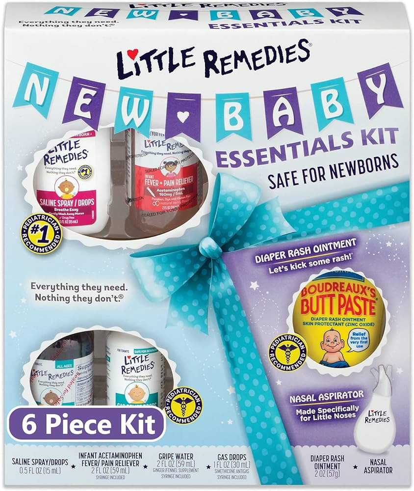 Little Remedies New Baby Essentials Kit, 6 Piece Kit for Baby's Nose and Tummy | Amazon (US)