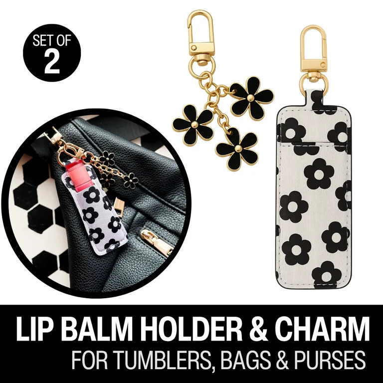 Biddlebee Lip Balm Holder & Tumbler Charm Drinkware Accessory, Black & White | Walmart (US)