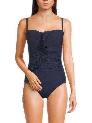 Profile By Gottex Ruched Ruffle One-Piece Swimsuit on SALE | Saks OFF 5TH | Saks Fifth Avenue OFF 5TH