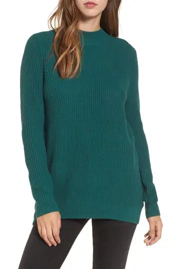 Women's Bp. Mock Neck Tunic Sweater, Size XX-Small - Green | Nordstrom