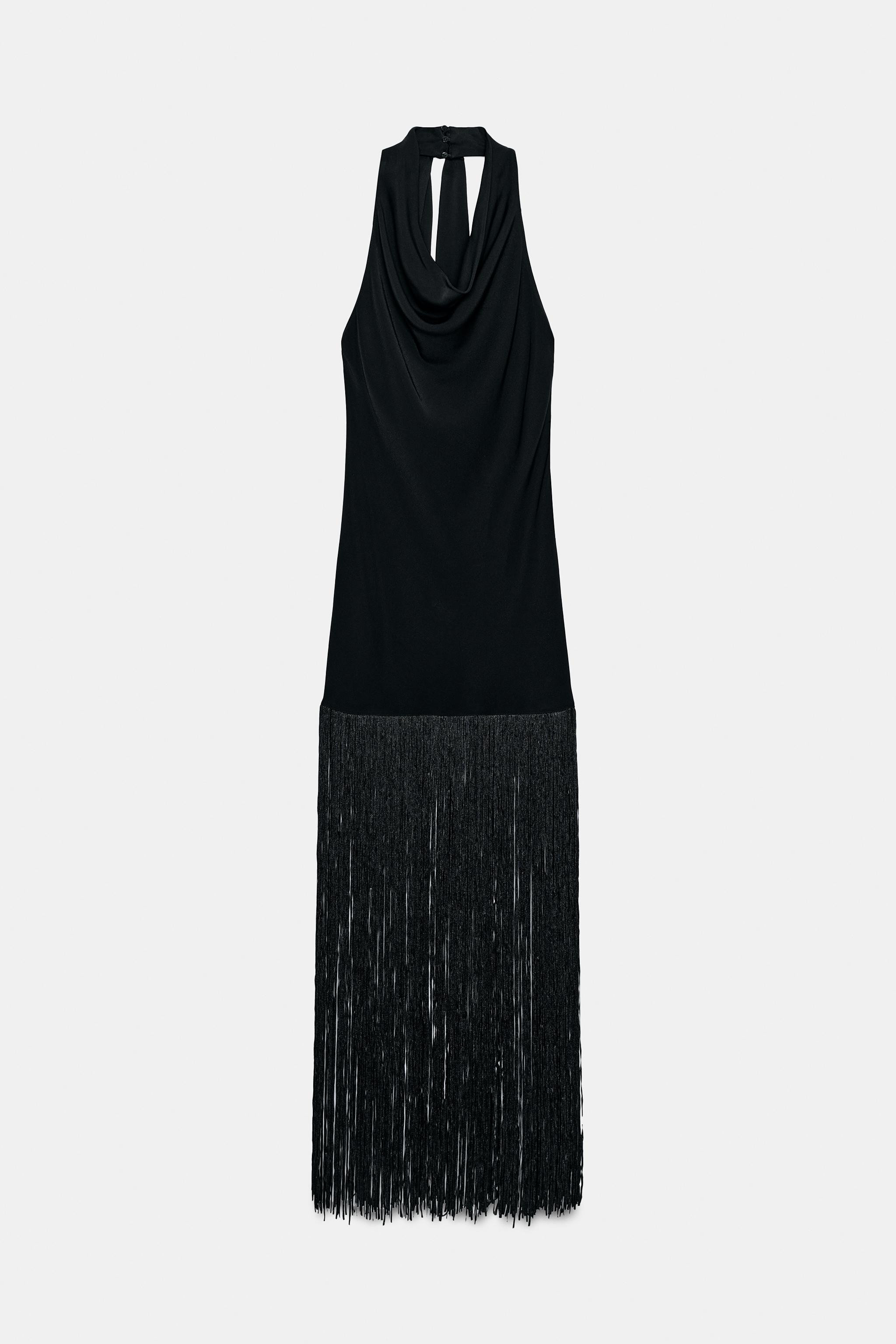 NECKHOLDER-KLEID MIT FRANSEN ZW COLLECTION | Zara DE