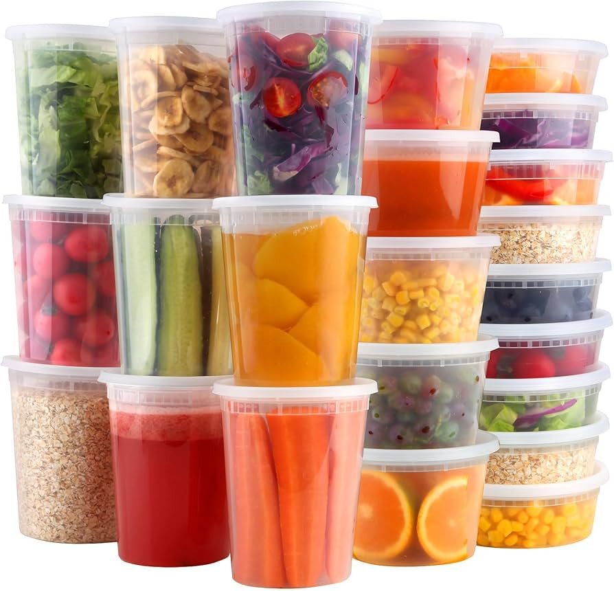 Deli Containers with Lids 48 Sets 【8,16,32oz 16 Each】 BPA Free,Microwave Dishwasher Leakproof... | Amazon (US)