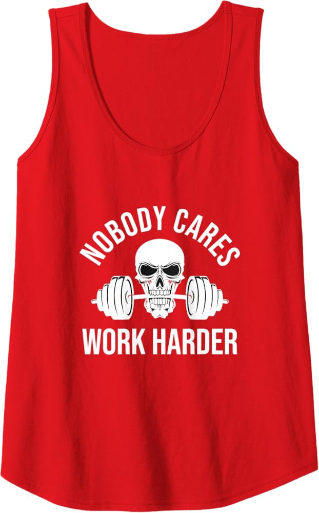 Nobody Cares Work Harder Skull Barbell Fitness Coach Workout Tank Top | Amazon (US)