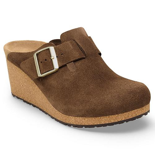Birkenstock Papillio Fanny Suede Wedge Clog - Brown - 11/11.5 | HSN