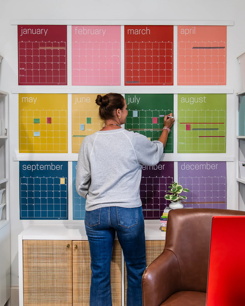 Reusable Large Wall Calendar in Rainbow | 16 x 20 inches | Undated | Kaleidoscope Living