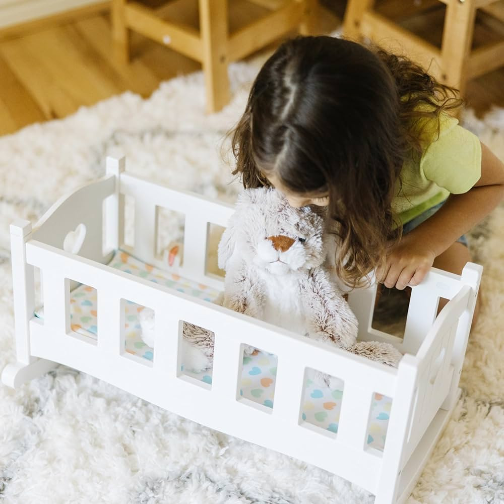 Melissa & Doug Mine to Love Wooden Play Cradle for Dolls, Stuffed Animals - White | Amazon (US)